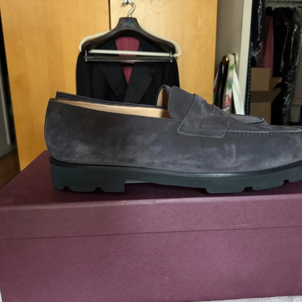 John Lobb Gray Loafers Sleek Suede Slip-Ons size 11UK/12US - Picture 3 of 5